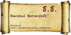Bacskai Bereniké névjegykártya
